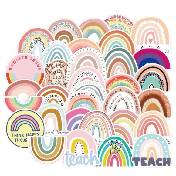 50 New Boho Rainbow Sticker set Journal Stickers Laptop Stickers Tumbler set - Picture 2 of 4
